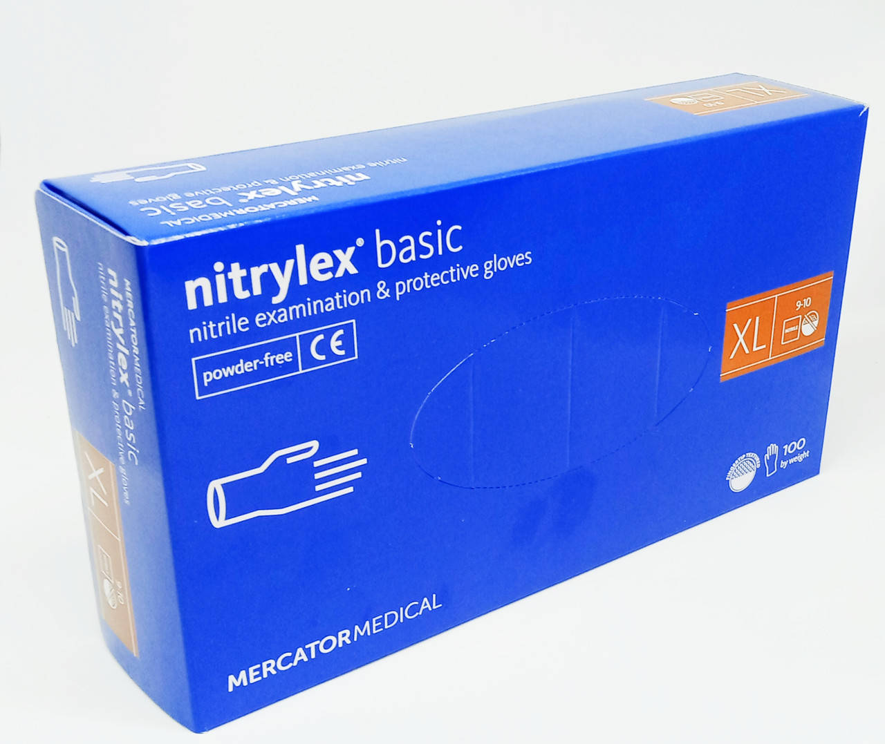 

Перчатки нитриловые неопудренные Голубые ХL (Nitrylex Basic)100шт/4,3г, Синий