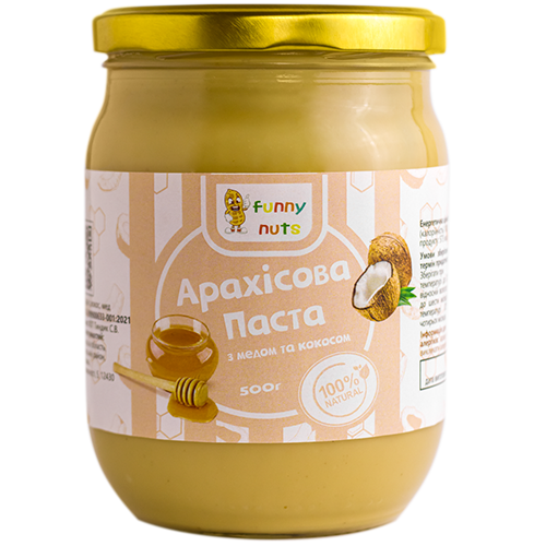 

Арахісова паста FunnyNuts з кокосом і медом 500 г (скло)