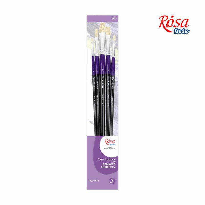 

Набори кистей 13, щетина плоская, 5шт (№1,2,4,6,8), д.р., ROSA Studio