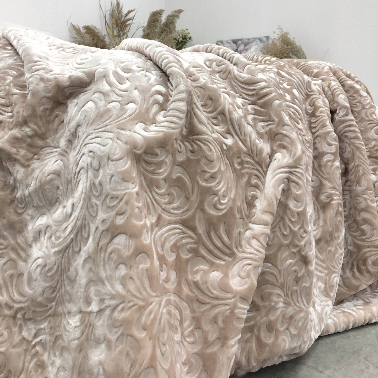 

Плед велюровый з выдавкой Vie Nouvelle акрил 200х240 светлый беж 5, Розовый