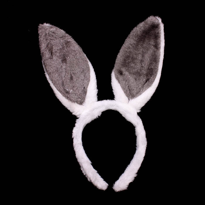 

Ушки зайчика Бело - серые, меховые, Серый