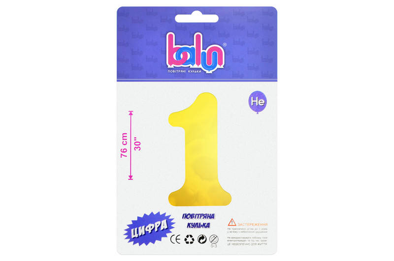 

Фольгированный шар цифра 1 золото 30" Balun в упаковке, Золотистый