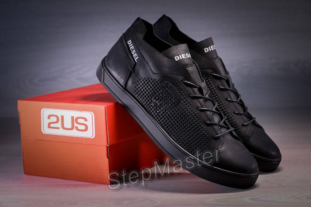 

Кеды кроссовки кожаные с перфорацией Diesel Pirate Black 40, Черный