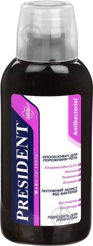 

Ополіскувач для ротоврї порожнини PresiDENT антибактеріальний в асортименті Від кровоточивості ясен