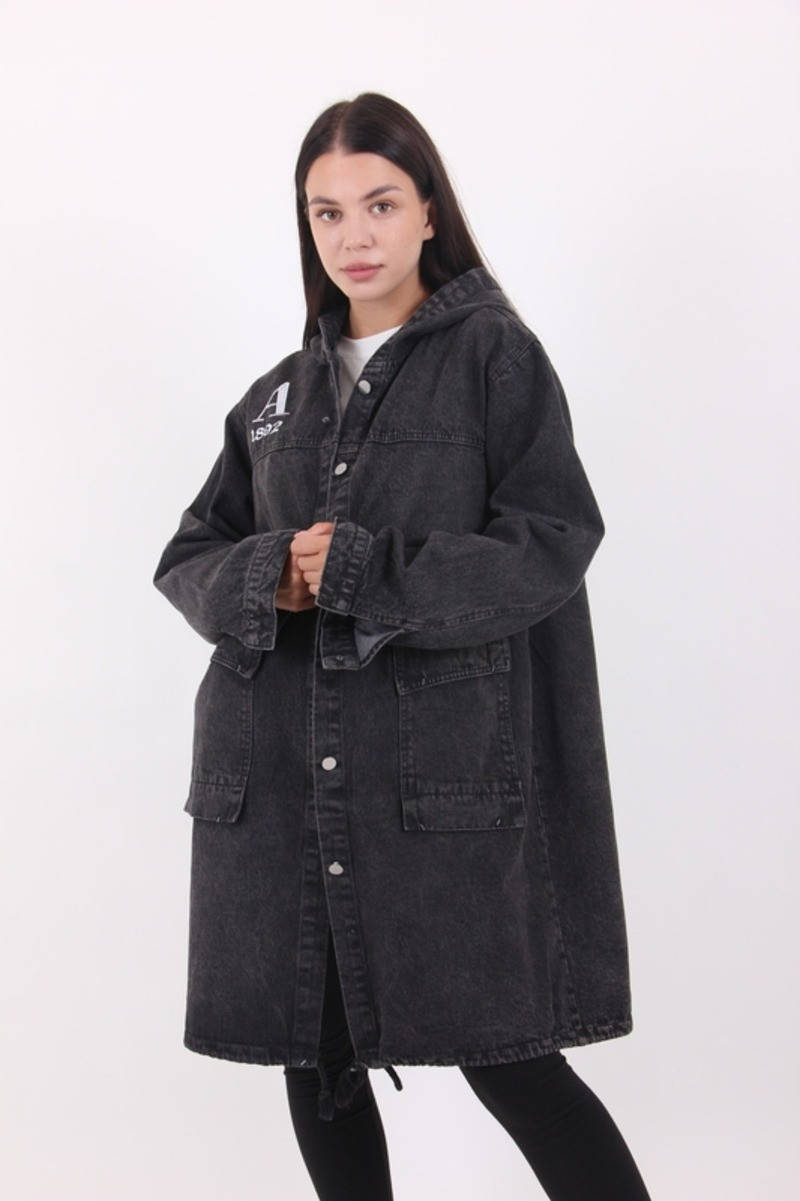 

Черный джинсовый кардиган-куртка большого размера с капюшоном, Разные цвета