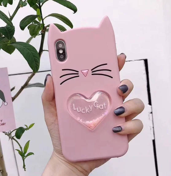 

3D Чехол для Xiaomi Mi 8 Lite Котик с ушками и сердечком, Разные цвета
