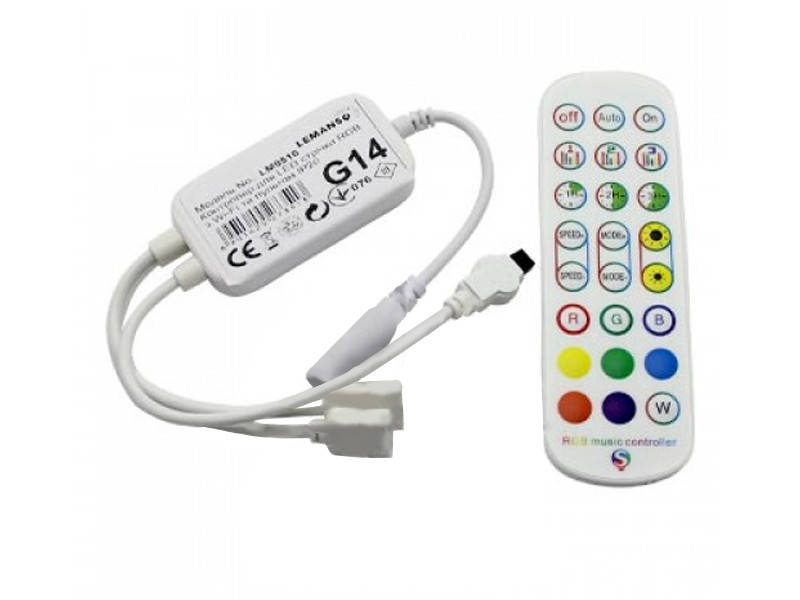 

Контролер Lemanso з WI-FI + голосове управління музикою + пульт (24 ключі) 20м стрічки / канал / LM9516