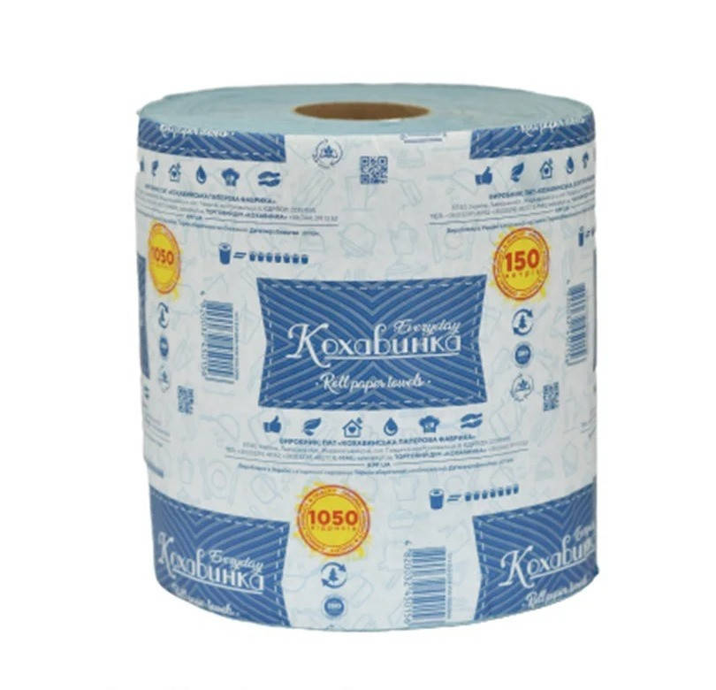 

Полотенца бумажные 1 слой 1 шт 1050 отрывов синий