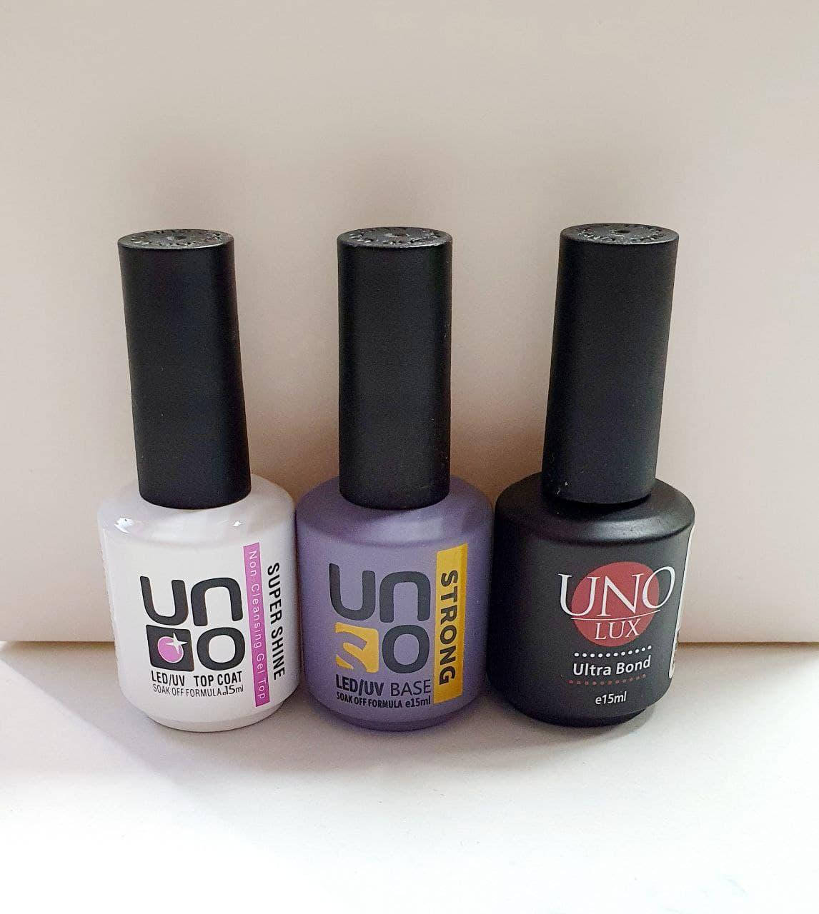 

Набор База UNO 15 мл и топ UNO 15 мл + Ультрабонд UNO 15 ml (Strong Base, Top Super Shine)