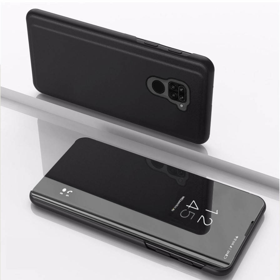 

Зеркальный чехол книжка для Xiaomi Redmi Note 9 / Redmi 10X (Черный)