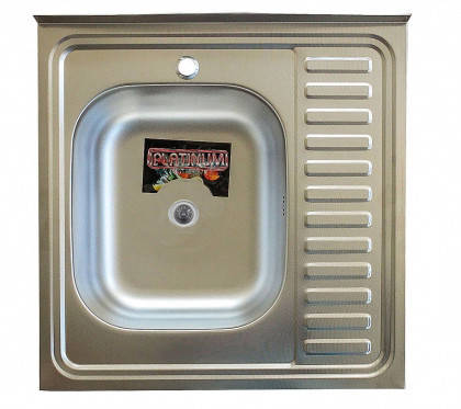 

Накладная кухонная мойка Platinum 60*60 (cм) в покрытии satin (матовая), с толщиной 0,5 (мм) Левая