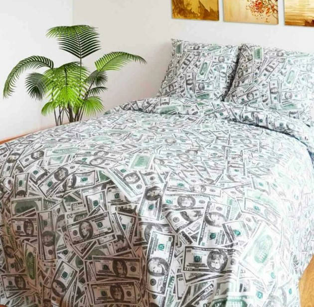 

Полуторный комплект постельного белья "Доллары", Разные цвета