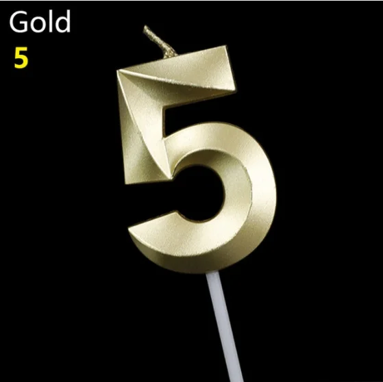 

Свеча цифра "5" золотая грань