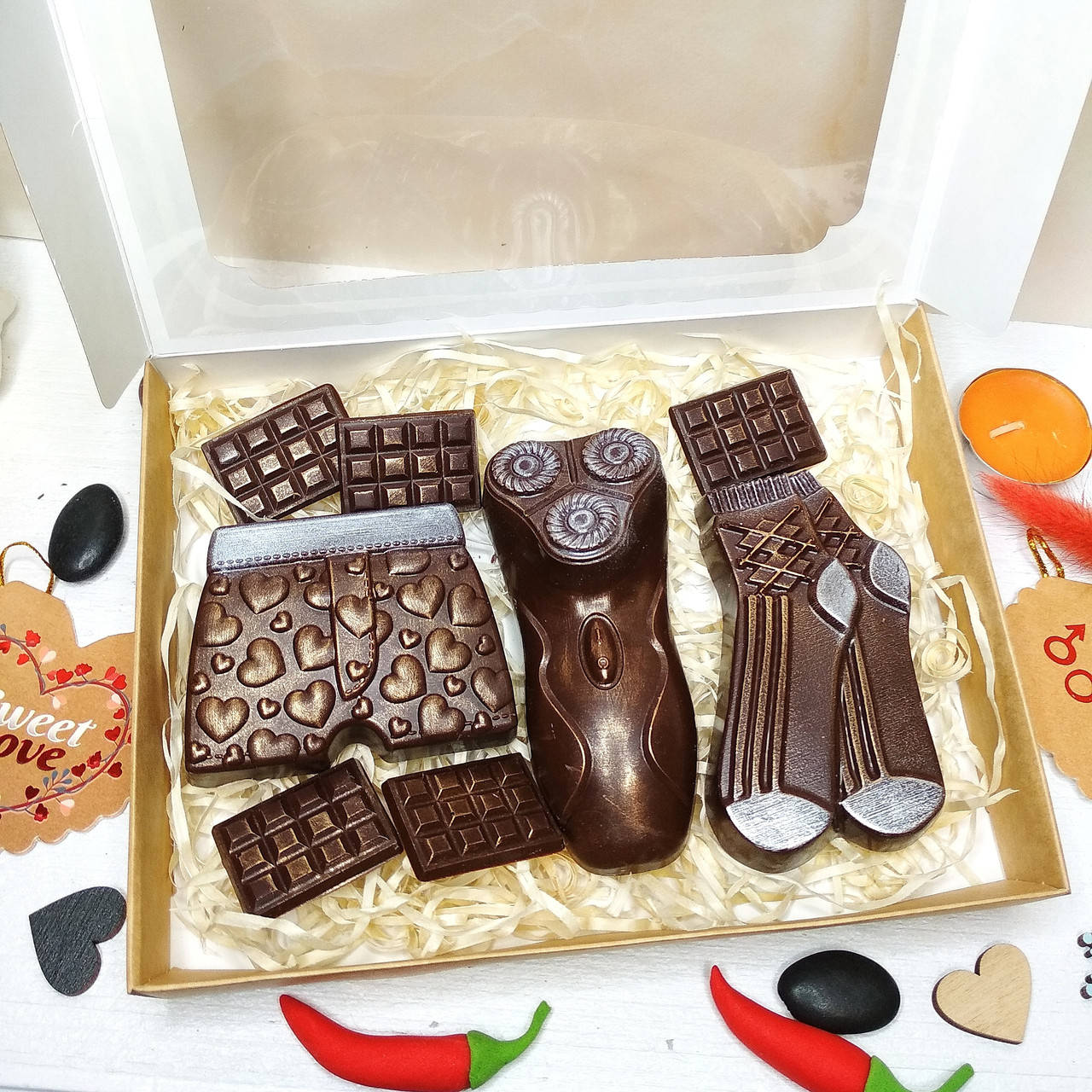 

Бокс шоколадный для мужчины прикольный "Настоящему мужчине"