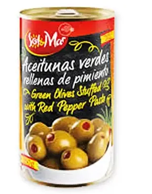 

Оливки зеленые фаршированные паприкой SOL & MAR 350 г