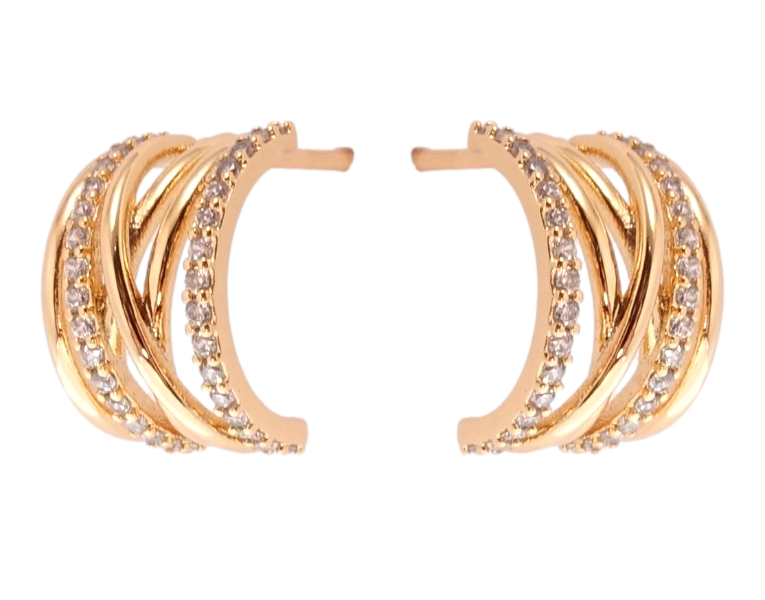 Серьги Xuping JEAN GOUJON Позолота 18K игла серебро 925 гвоздики (пусеты) "Дуги с цирконием"