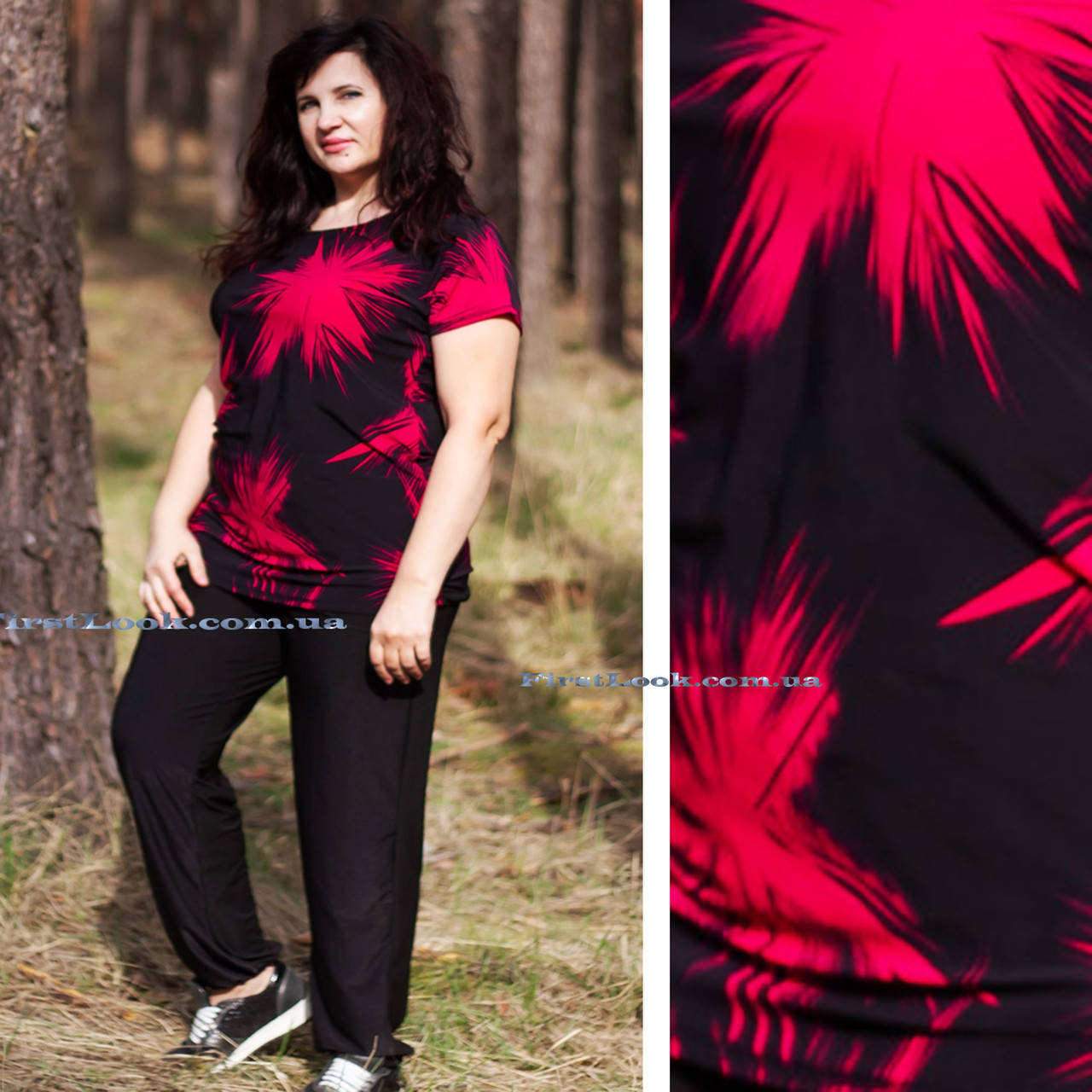 

Женский костюм летний- большие размеры-(с 50-64 размер), Черный