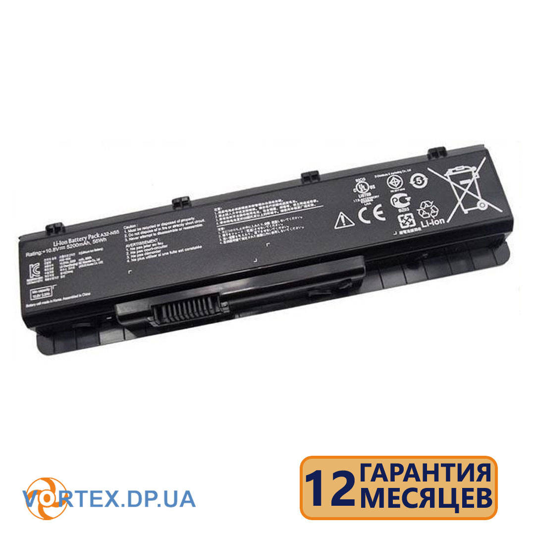 

Батарея для ноутбука Asus N45, N55, N75 (A32-N55) 10.8V 5200mAh черная, Черный