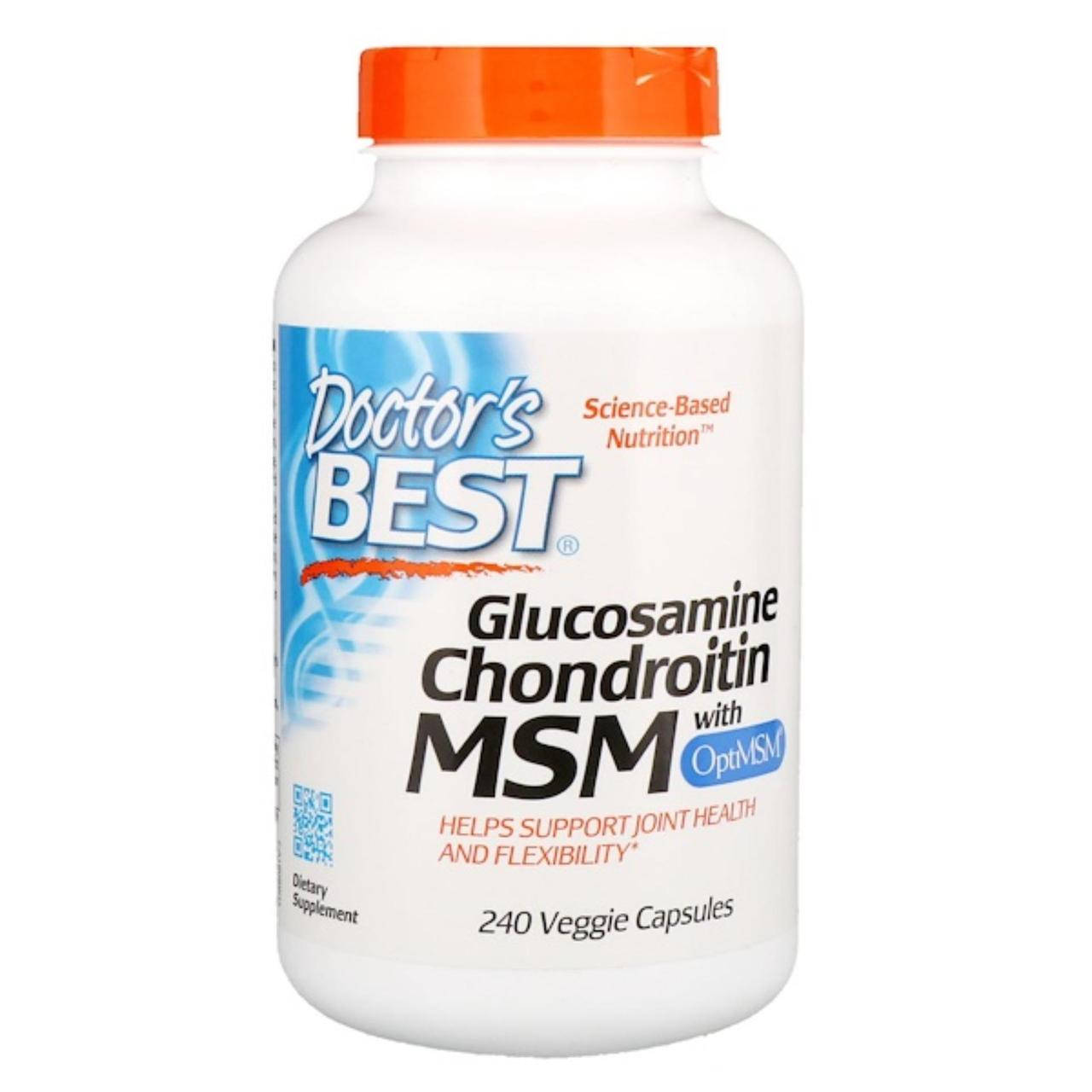 

Глюкозамин, хондроитин и МСМ с OptiMSM, 240 растительных капсул. Doctor's Best,
