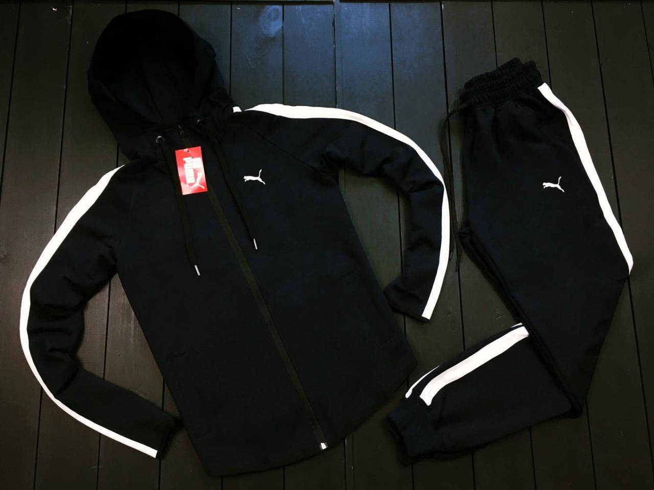 

Спортивний чоловічий костюм Puma трикотаж двунитка, чорний, Черный