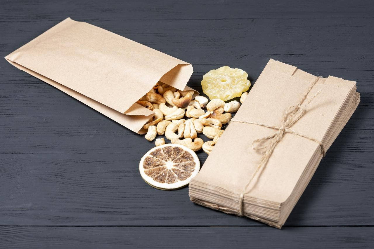 

Бумажные пакеты для сухофруктов, специй, приправ, орехов 100*70*230 мм пакет саше бурый, Коричневый