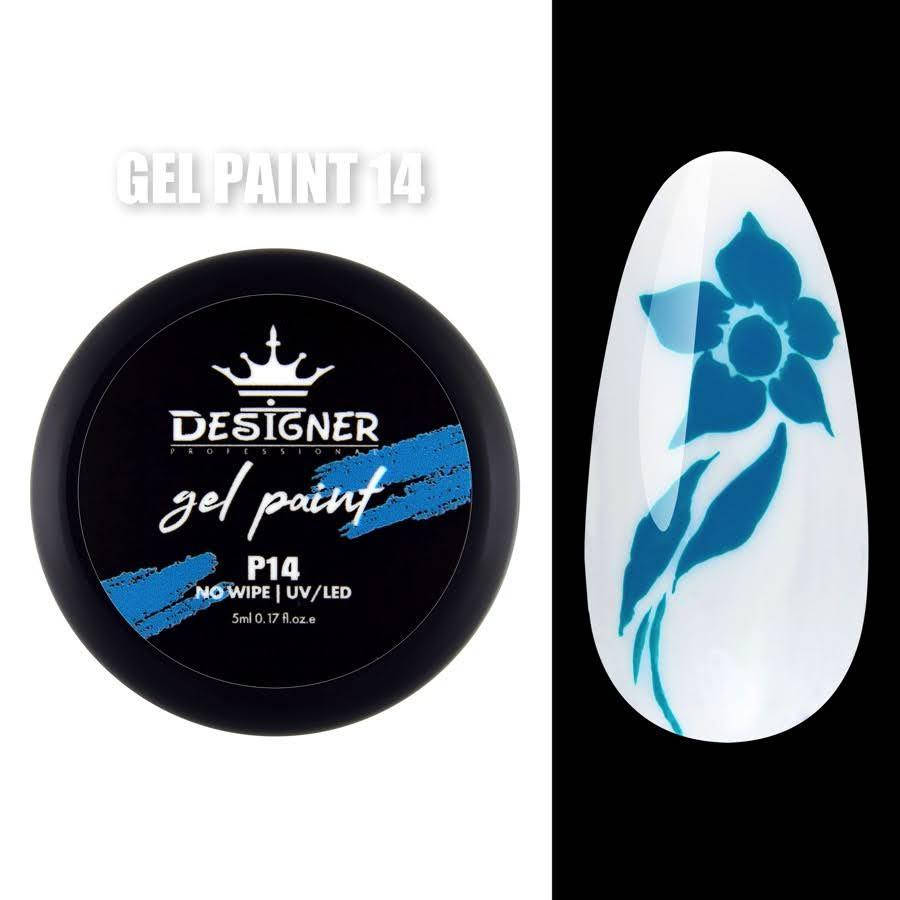 

Гель - краска Дизайнер Профессионал (без липкого слоя) / Gel Paint Designer Professional (no wipe), 5 мл. Голубой №14