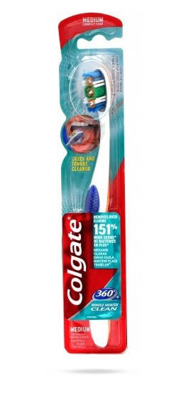 

Зубная щетка Colgate 360 отбеливающая, средней жесткости