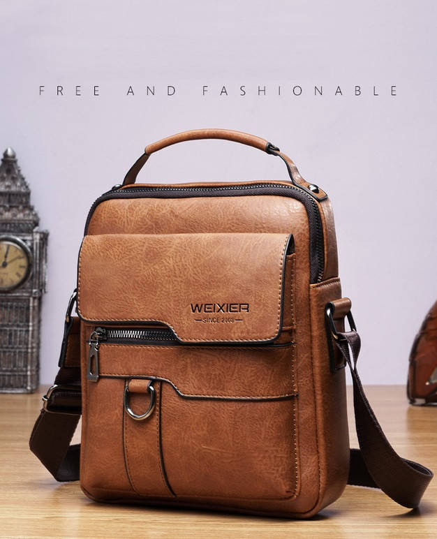 

Сумка барсетка мужская через плечо WEIXIER сумка - мессенджер кросс-боди, Терракота