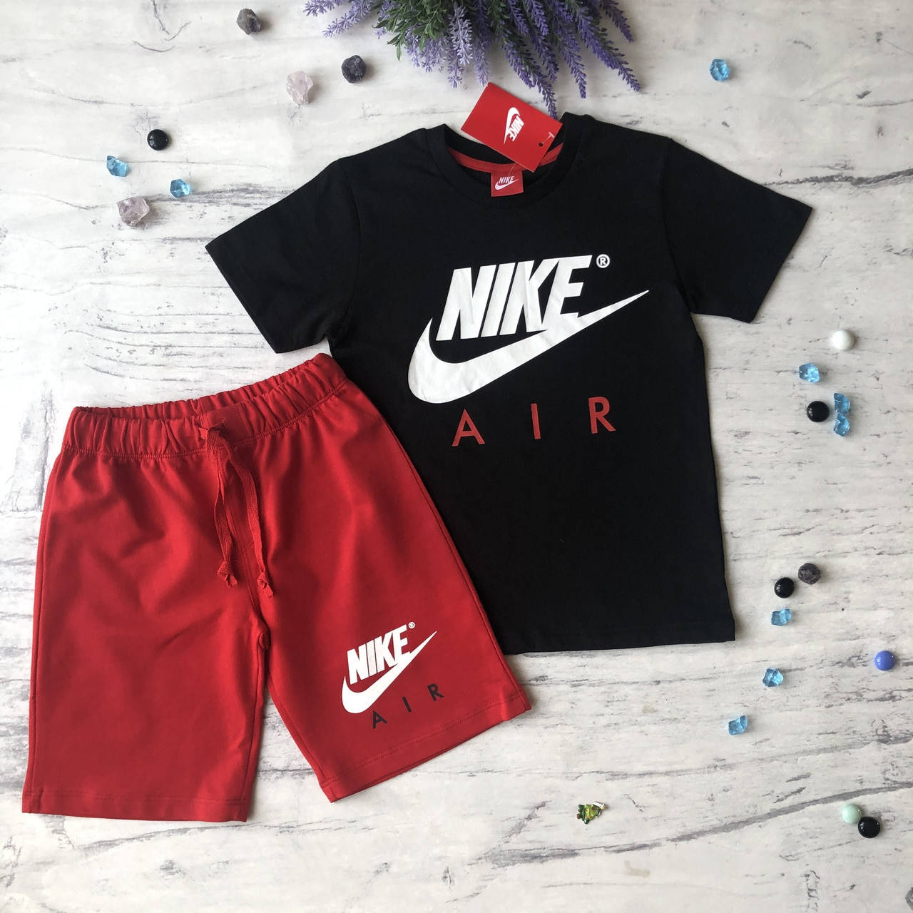 

Летний красный костюм в стиле Nike на мальчика 2. Размер 116 см, 128 см