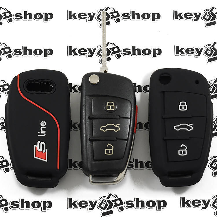 

Чехол для выкидного ключа Audi (Ауди), A1, A3, A6, Q2, Q3, Q7, (черный, силиконовый)