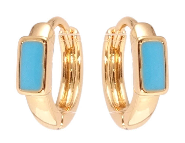 

Серьги детские Xuping Позолота 18K колечки "Прямоугольники с голубой эмалью"