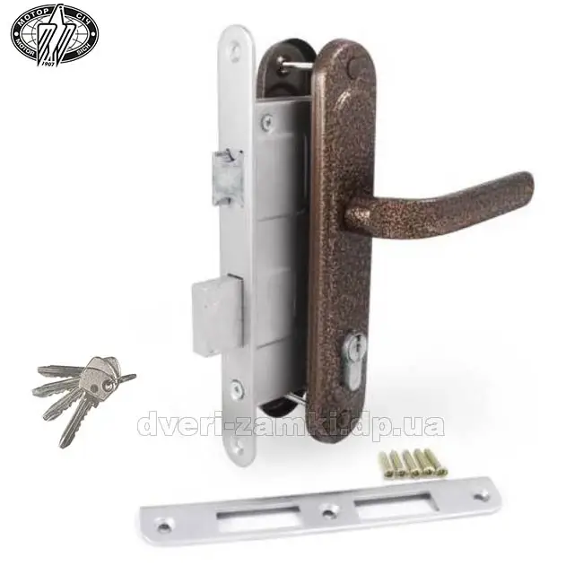 

Врезной замок Мотор Сич ЗВ7 Ф1В медный антик