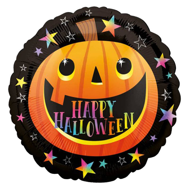 

Фольгированный шар круг Happy Halloween тыква с звёздами 18" Китай