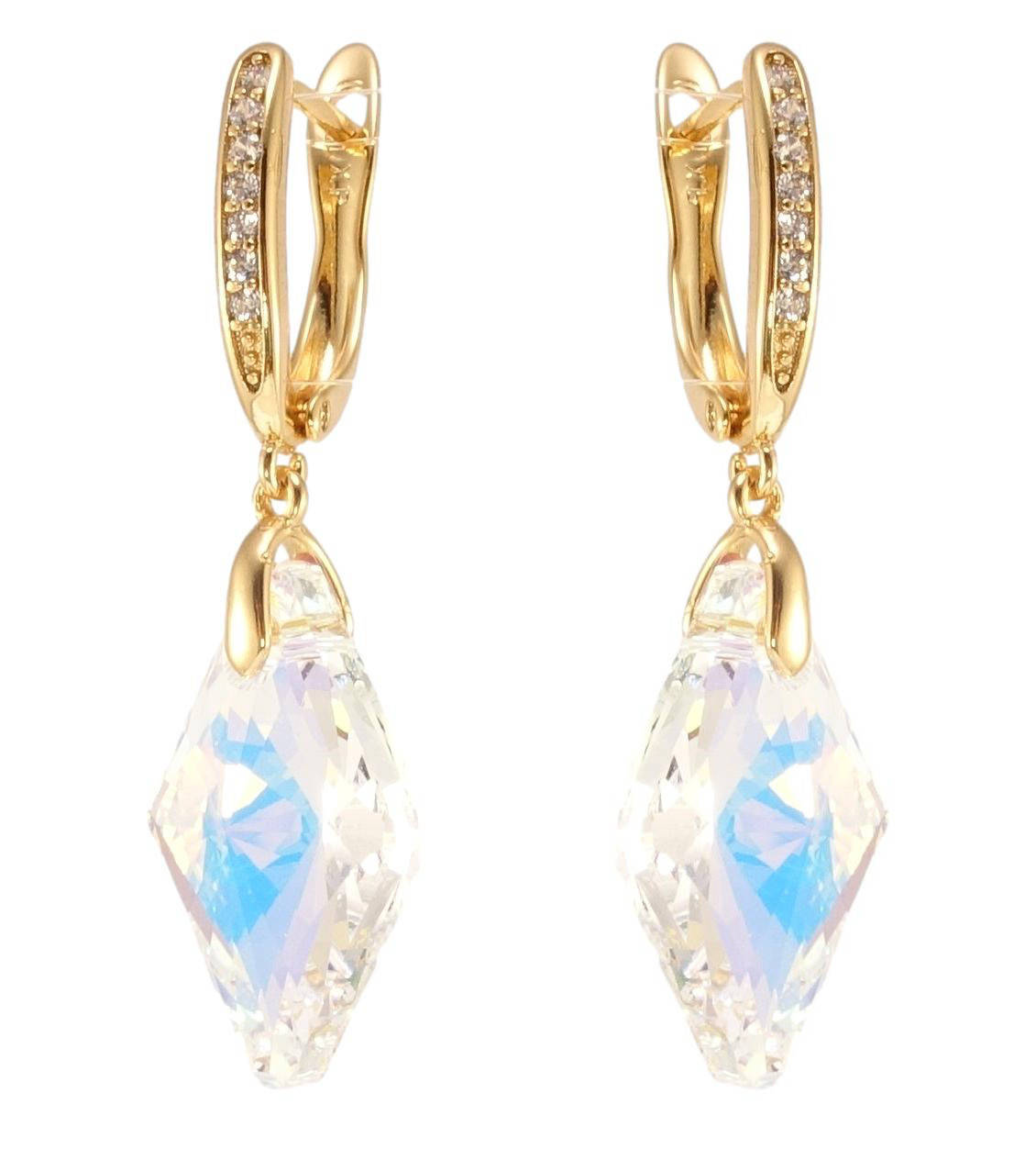 

Серьги ХР Позолота 18K с кр-ми Swarovski подвески английский замок "Кристальные ромбы Shimmer"