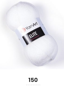 

Нитки пряжа для вязания акриловая ELITE YarnArt Элит ЯрнАрт № 150 - белоснежный, Белый