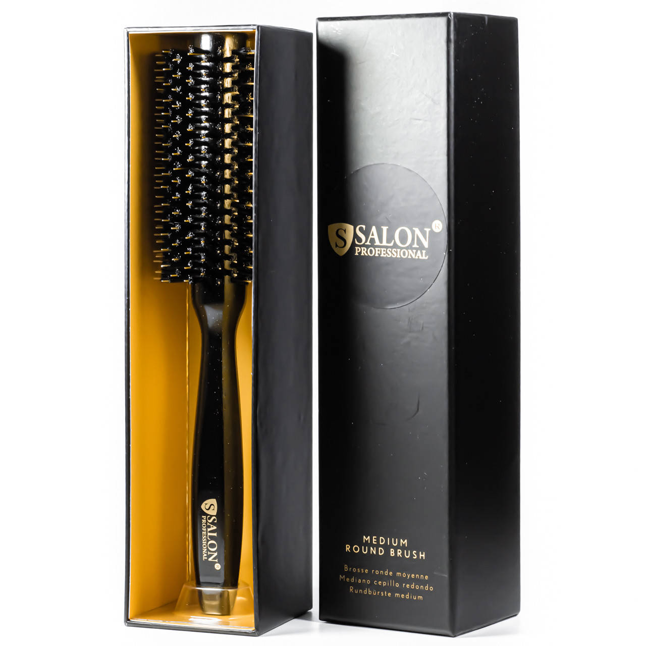 

Щётка-брашинг для волос деревянная Salon Professional круглая 25Ф, Черный