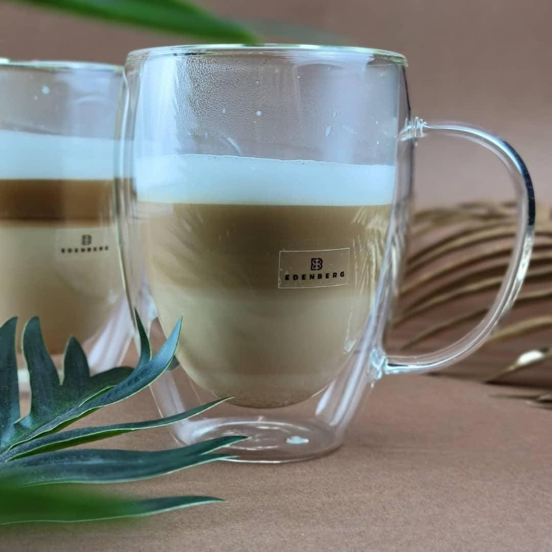 

Набор стеклянных чашек с двойными стенками 280мл Edenberg EB-19542 Набор чашек с двойным дном для кофе и чая, Прозрачный