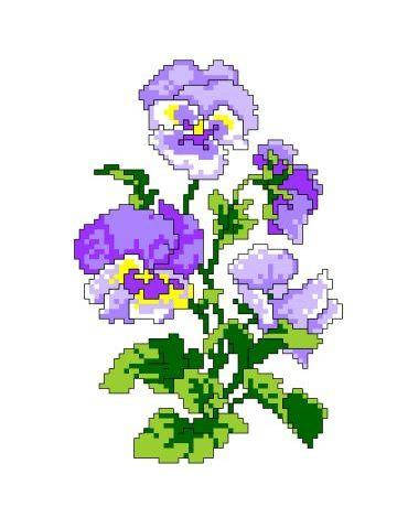 

Набор для вышивания нитками крестом " Анютины глазки " нитки, мулине, канва, игла, канва с рисунком