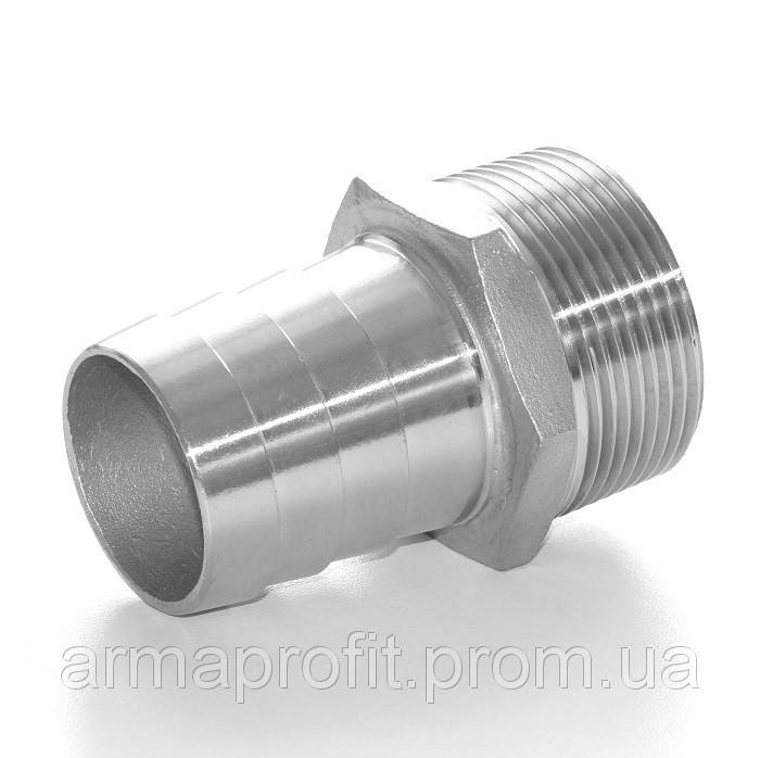 

Ниппель под шланг нержавеющий шестигранный G1'' AISI304 Ду25