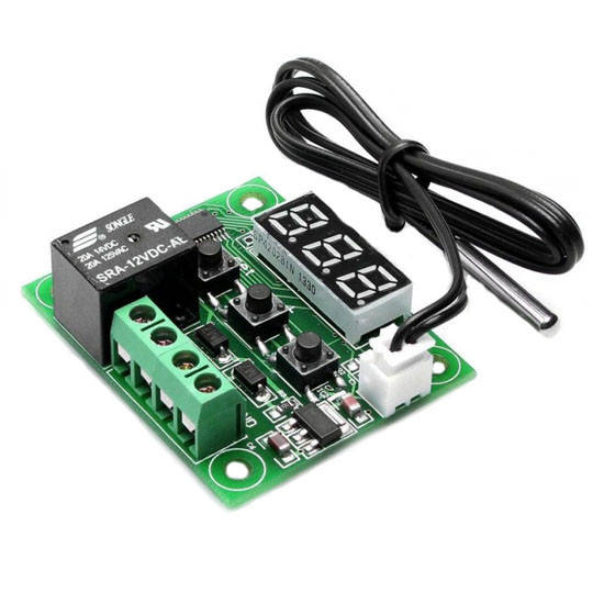

Терморегулятор с LED-индикатором и выносным датчиком W1209 5А питание 12V