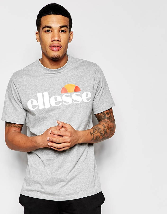 

Мужская футболка Еллессе, брендовая футболка Ellesse спортивная, качественный хлопок. S серая