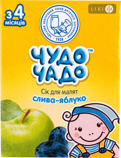 

Сок сливово-яблочный с мякотью сахаром и витамином с гомогенизированный стерилизованный тм "чудо-чадо" 200 мл