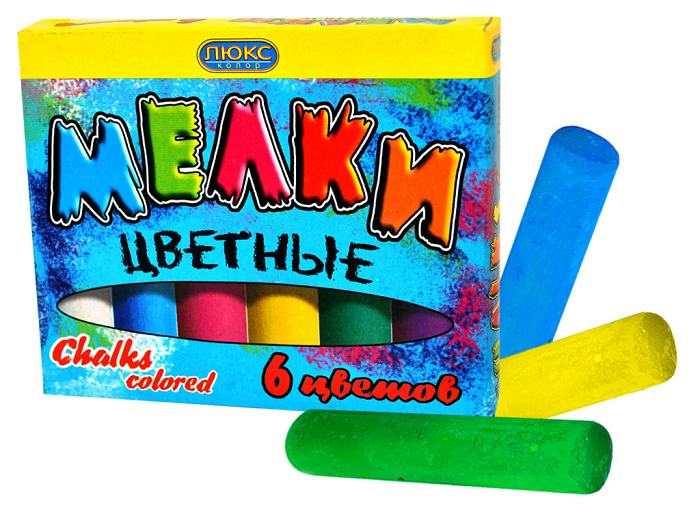 

Мелки цветные Толстые Люкс 6 цветов КРУ-6, Белый