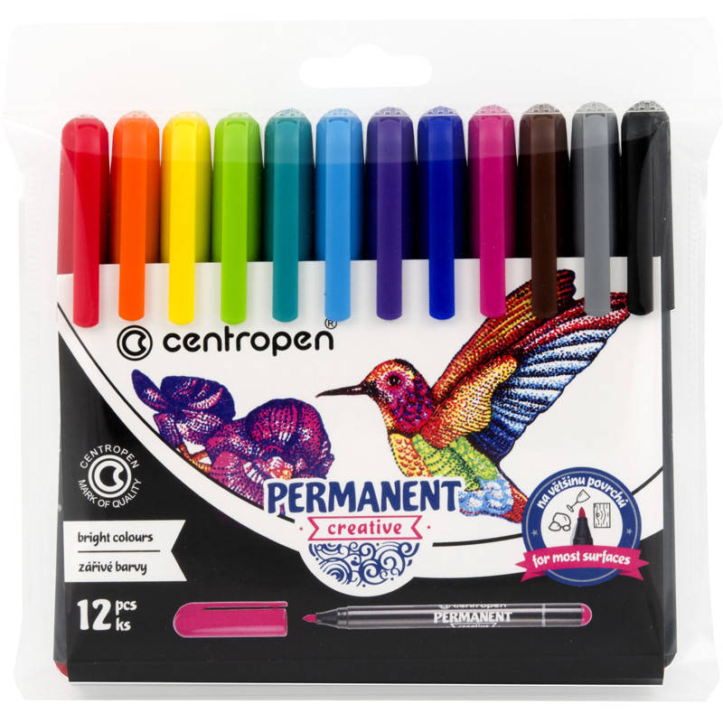 

Набор перманентных маркеров Creative 2896 12 штук CENTROPEN, Разные цвета