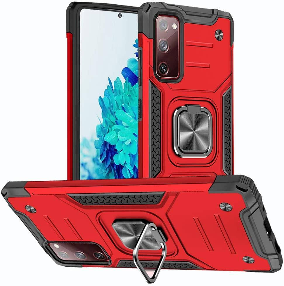 

Противоударный чехол с подставкой для Samsung Galaxy S20 FE красный защитный бампер