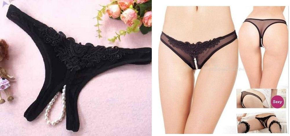 

Сексуальные женские Трусики с Жемчужинами Черные S M, Черный