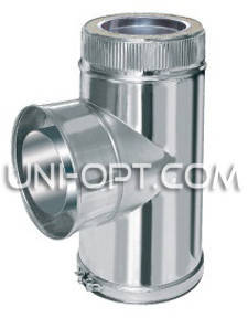 

Тройник дымоходный с сажетруской нерж/нерж 90° AISI304 1, 120.180