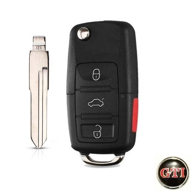 

Выкидной ключ Фольксваген Гольф 2 3 Венто (3 кнопки+Panic/Жало HU49/Лого VW GTI)
