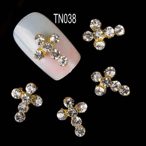 

Крестик с камнями для дизайна золото Crystal. 10х12mm.1шт