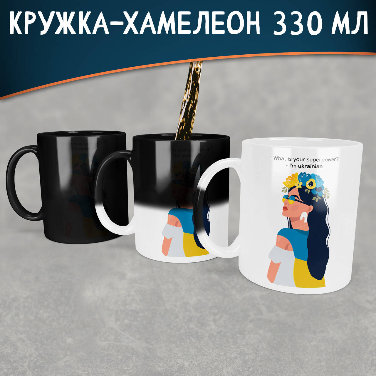 

Чашка-хамелеон What is your super power I`m ukrainian. Кружка What is your super power I`m ukrainian, Белый